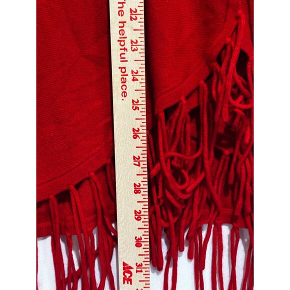 Drapers & Damons Plus Sz 1X Red Sweater Rolled Neck & Fringe Tunic Career Boho - Picture 4 of 8